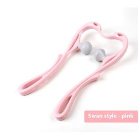 Multifunctional Manual Six-wheel Neck Massager Massage Relieve Roller Massage Tool (Color: Swan pink)