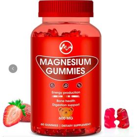 Magnesium Gummies 600mg High Strength - Fruity Flavors Gummy Bear, Healthy Mineral Supplements Promotes Muscle, Energy & Digestion (Option: default)