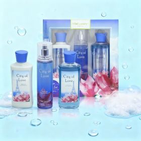 3pcs Set-Sakura Fragrance Shower Gel Set, Japanese Cherry Blossom 10 Fl.oz Shower Gel, 10 Fl.oz Body Lotion, 8 Fl. Oz Body Mist, A Three-piece Ba (Option: City of Love)