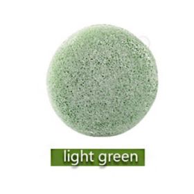 Konjac Sponge For Washing Face Round Konjac Konnyaku Sponge Facial Cleansing Exfoliator Bathing Puff Face Wash Puff (Color: Light Green)