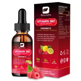 D-BW-RBB12-drop-60ml-1 Vitamin B12 Liquid - Vitamin B12 Sublingual Liquid Drops | Methylcobalamin B12 10000mcg Formula With Vitamin B9, (Option: default)