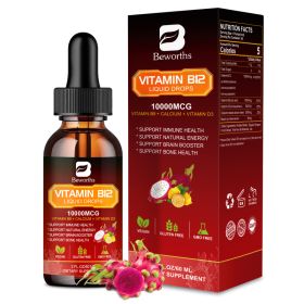 D-BW-DFB12-drop-60ml-100 Vitamin B12 Liquid Drops 10,000 Mcg, Methylcobalamin B12 Sublingual Fast Absorption, (Option: default)