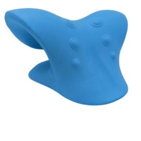 Multifunctional Manual Six-wheel Neck Massager Massage Relieve Roller Massage Tool (Color: Cshaped pillow blue)