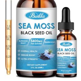 Sea Moss Liquid Drops With Burdock Root Bladderwrack, Elderberry, Irish Sea Moss With Vitamin C&D3 For Immunity Booster, Digestive Health, S (Option: default)