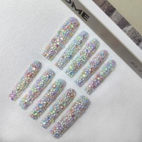 GGddsha Long Novel Design And Reusable HandmadePMMA Acrylic Press On Nails Full Coverage Candy 3D CrystaFake Nails With Box Gifts For Women,Paste (Option: M)