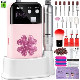 Rechargeable Nail Drill 45000 RPM - Electric Nail File For Shaping, Removing & Polishing Gel Nails-Lightweight & Easy To Use-Perfect For Home & S (Option: Pink-Flower)