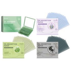 Portable Oil Absorbing Facepaper With Powder Mirror Face Oil Absorbing Paper Refreshing Oil Control Oil Removal Makeup (Option: default)