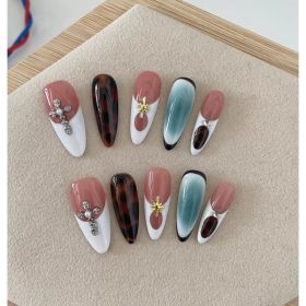 Autumn And Winter Blooming Hand-painted Maillard White Elegant High-end Long Handmade Wear Manicure (Option: Almond-S)